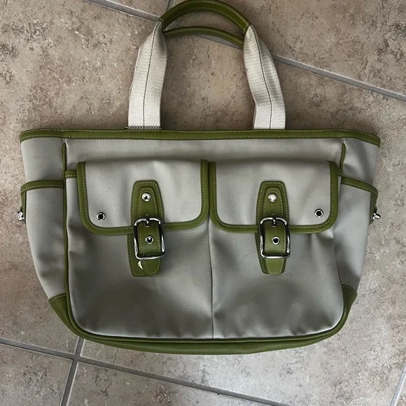 Coach Cream and Green Tote Bag - Picture 8 of 15